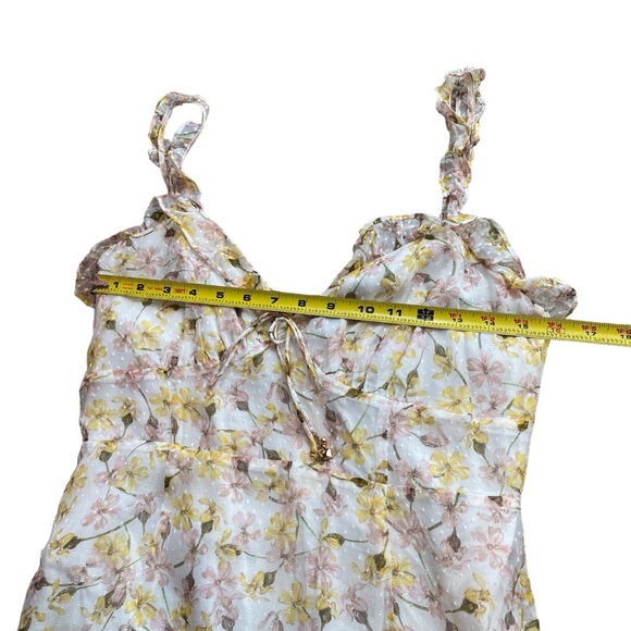 Hansen & Gretel Women’s M Cami Strap Ruffle Chiffon Mini Dress‎ Yellow Floral - Picture 9 of 13